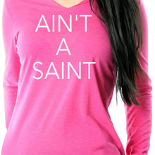 Load image into Gallery viewer, Ain't a Saint Black Long Sleeve Hoodie
