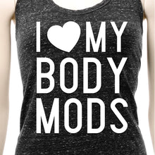 Load image into Gallery viewer, I Love My Body Mods Black Gray Cosmic Twist Back Tank Top
