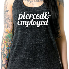 Load image into Gallery viewer, Pierced &amp; Employed Black Gray Cosmic Twist Back Tank Top
