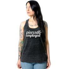 Load image into Gallery viewer, Pierced &amp; Employed Black Gray Cosmic Twist Back Tank Top
