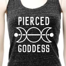 Load image into Gallery viewer, Pierced Goddess Black Gray Cosmic Twist Back Tank Top
