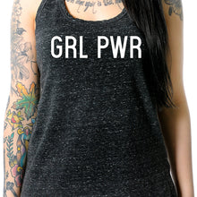 Load image into Gallery viewer, GRL PWR Black Gray Cosmic Twist Back Tank Top
