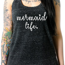 Load image into Gallery viewer, Mermaid Life Black Gray Cosmic Twist Back Tank Top
