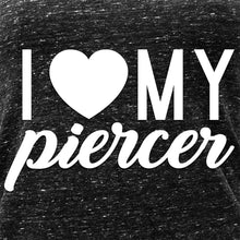 Load image into Gallery viewer, I Heart My Piercer Black Gray Cosmic Twist Back Tank Top
