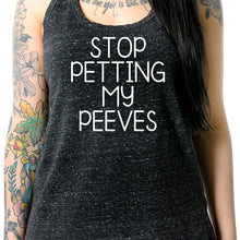 Load image into Gallery viewer, Stop Petting My Peeves Black Gray Cosmic Twist Back Tank Top
