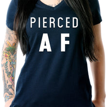 Load image into Gallery viewer, Pierced AF Black Tapered V-Neck Tee Shirt
