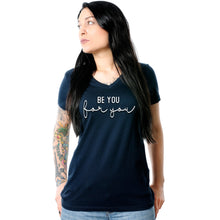 Load image into Gallery viewer, Be You, For You Black Tapered V-Neck Tee Shirt
