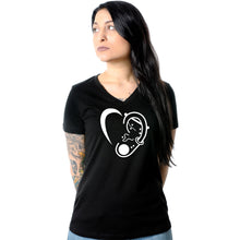 Load image into Gallery viewer, Modified Ear Heart Tapered V-Neck Tee Shirt
