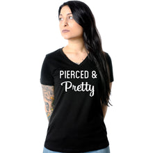Load image into Gallery viewer, Pierced &amp; Pretty Black Tapered V-Neck Tee Shirt
