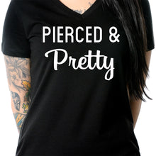 Load image into Gallery viewer, Pierced &amp; Pretty Black Tapered V-Neck Tee Shirt
