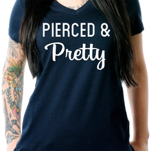 Load image into Gallery viewer, Pierced &amp; Pretty Black Tapered V-Neck Tee Shirt
