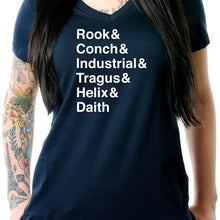 Load image into Gallery viewer, Rook &amp; Conch &amp; Industrial &amp; Tragus &amp; Helix &amp; Daith Tapered V-Neck Tee Shirt
