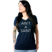 Load image into Gallery viewer, Ain't a Saint Black V-Neck Tee Shirt

