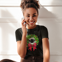 Load image into Gallery viewer, Holiday Vampire Wreath Black Tee Shirt
