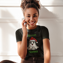 Load image into Gallery viewer, Holiday Christmas Spirit Ghost Black Tee Shirt
