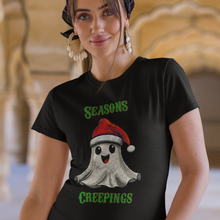 Load image into Gallery viewer, Holiday Christmas Spirit Ghost Black Tee Shirt
