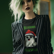 Load image into Gallery viewer, Holiday Christmas Spirit Ghost Black Tee Shirt
