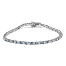 Load image into Gallery viewer, 14K White Gold 4.0 Cttw Alternating White and Blue Lab Grown Diamond Tennis Bracelet - 7" inches

