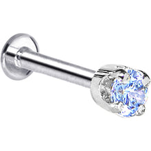 Load image into Gallery viewer, 16G Solid 14K White Gold 3mm Plexi Blue Cubic Zirconia Tragus Earring Stud
