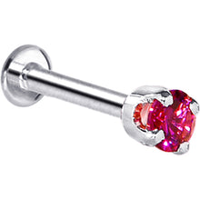 Load image into Gallery viewer, 16G Solid 14K White Gold 3mm Red Cubic Zirconia Tragus Earring Stud
