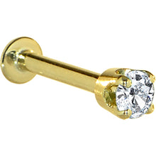 Load image into Gallery viewer, 16G Solid 14K Yellow Gold 3mm Cubic Zirconia Tragus Earring Stud

