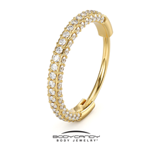Load image into Gallery viewer, 20G Gold PVD Implant Grade Titanium Triple Sided Micro Gem Hinged Nose Hoop
