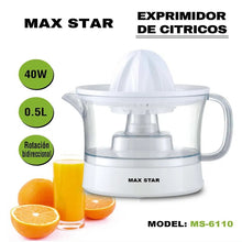 Load image into Gallery viewer, Max Star electric orange juicer MS-6110 40W removable container capacity of 0.5L two-way quality and resistance automatic juice juicer electric kitchen appliances
