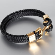 Load image into Gallery viewer, Elegant Fashionable Anchor High Quality Bracelet Men And Women Titanium Steel Bracelet Black Personality Leather
