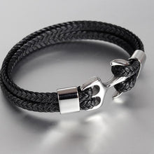 Load image into Gallery viewer, Elegant Fashionable Anchor High Quality Bracelet Men And Women Titanium Steel Bracelet Black Personality Leather
