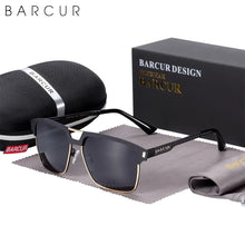 Load image into Gallery viewer, BARCUR Polarized Men’s Sunglasses – Fashionable Square Stainless Steel Frame UV400 Protection Anti-Reflective Outdoor Sports &amp; Driving Eyewear – Original Design Casual Style with Premium Polycarbonate Lenses
