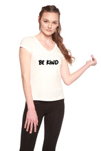 Load image into Gallery viewer, Be Kind Printed Women's Bamboo Viscose/Cotton V-Neck Cap Sleeve T-Shirt
