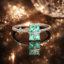 Load image into Gallery viewer, 925 Sterling Silver 1.40mm Width CZ &amp; Glass Ring Size 6 for Women
