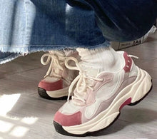 Load image into Gallery viewer, Luxury Sneakers Women Thick Bottom Round Toe Breathing Chunky Platform Sneakers Fashion Breathable Lightweight Comfortable Sneakers Non-Slip Girl Tennis Running Walking Shoes
