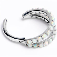 Load image into Gallery viewer, 16G 5/16 Solid 14K White Gold Synthetic Opal Hinged Segment Ring
