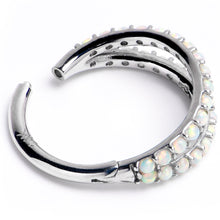 Load image into Gallery viewer, 16G 3/8 Solid 14K White Gold Synthetic Opal Hinged Segment Ring
