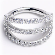 Load image into Gallery viewer, 16G 5/16 Solid 14K White Gold Clear CZ Gem Row Hinged Segment Ring
