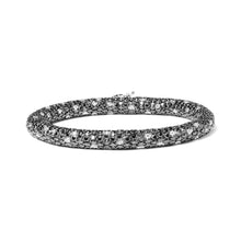 Load image into Gallery viewer, 18K White Gold 20.0 Cttw Black and White Pave Set Diamond Eternity Snake Skin Style Tennis Bracelet (Black and G-H Color, SI1-SI2 Clarity) - Size 7"
