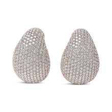 Load image into Gallery viewer, 18K Rose Gold 13 1/5 Cttw Micro-Pave Diamond Sculptural Design Statement Omega Back Earrings (G-H Color, SI1-SI2 Clarity)
