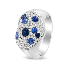 Load image into Gallery viewer, 18K White Gold Blue Sapphire and 5/8 Cttw Diamond Cluster Heart Shaped  Ring (F-G Color, VS1-VS2 Clarity) - Size 7.5
