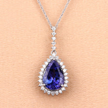 Load image into Gallery viewer, 3.05 Carat Genuine Tanzanite and White Diamond 14K White Gold Pendant
