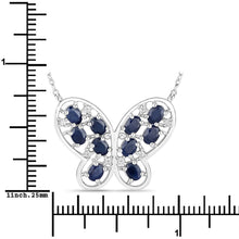 Load image into Gallery viewer, 2.16 Carat Genuine Blue Sapphire and White Zircon .925 Sterling Silver Necklace
