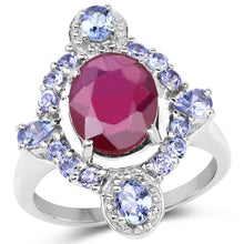 Load image into Gallery viewer, 4.14 Carat Glass Filled Ruby and Tanzanite .925 Sterling Silver Ring
