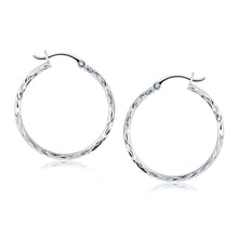 Load image into Gallery viewer, 14k White Gold Diamond Cut Hoop Earrings
