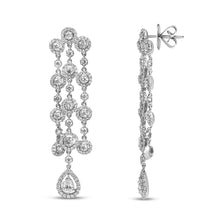 Load image into Gallery viewer, 18K White Gold 4 3/4 Cttw Diamond Double Teardrop Waterfall Dangle Earrings (H-I Color, VS1-VS2 Clarity)
