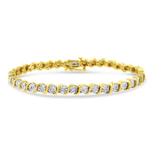 Load image into Gallery viewer, 14K Rose Gold Plated .925 Sterling Silver 1/4 Cttw Diamond Round Miracle Plate and "S" Link Tennis Bracelet (I-J Color, I2- I3 Clarity) - 7"

