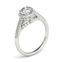 Load image into Gallery viewer, 14k White Gold Round Cut Pave Set Shank Diamond Engagement Ring (1 3/8 cttw)
