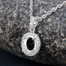 Load image into Gallery viewer, 0.18 Carat Genuine White Diamond 14K White Gold Semi Mount Pendant - holds 8x6mm Oval Gemstone
