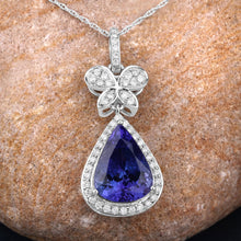 Load image into Gallery viewer, 5.54 Carat Genuine Tanzanite and White Diamond 18K White Gold Pendant
