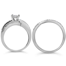 Load image into Gallery viewer, .925 Sterling Silver 1/3 Cttw Round Diamond Crisscross Engagement Ring Bridal Set (H-I Color, I1-I2 Clarity ) - Size 7
