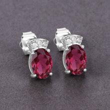 Load image into Gallery viewer, 1.35 Carat Genuine Pink Tourmaline and White Diamond 14K White Gold Earrings
